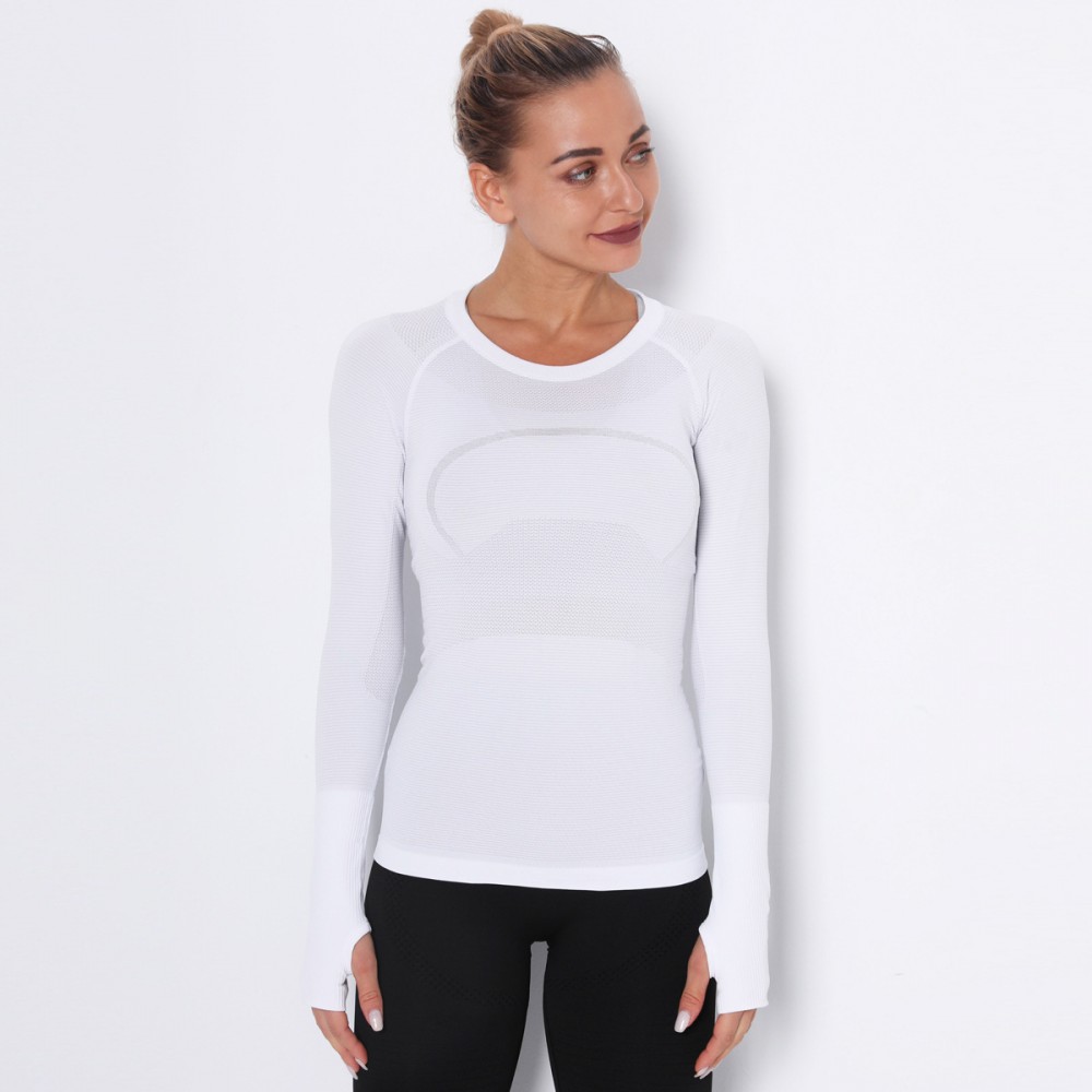 Madame Lulu Long Sleeve Sports Yoga t-shirt fast dry round neck yoga running jacket sweat absorption tight body suit woman 