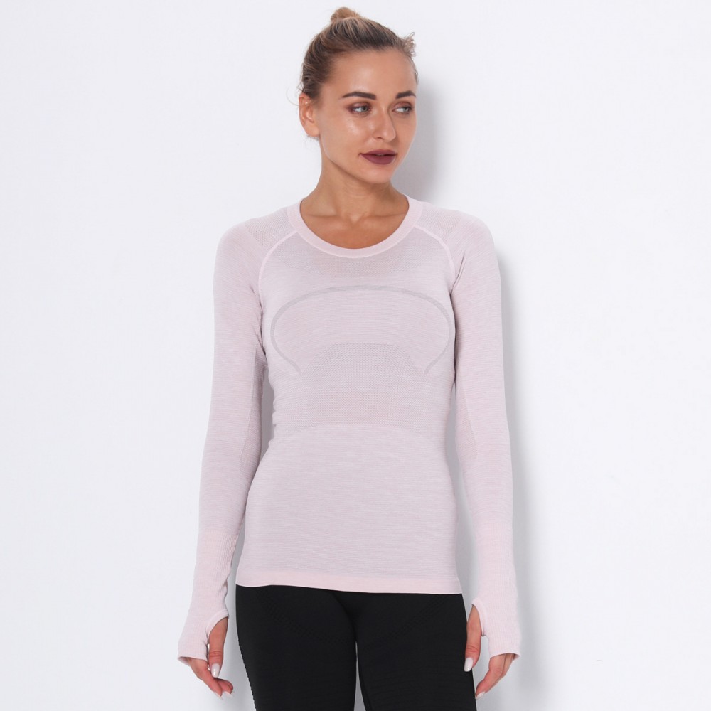 Madame Lulu Long Sleeve Sports Yoga t-shirt fast dry round neck yoga running jacket sweat absorption tight body suit woman 