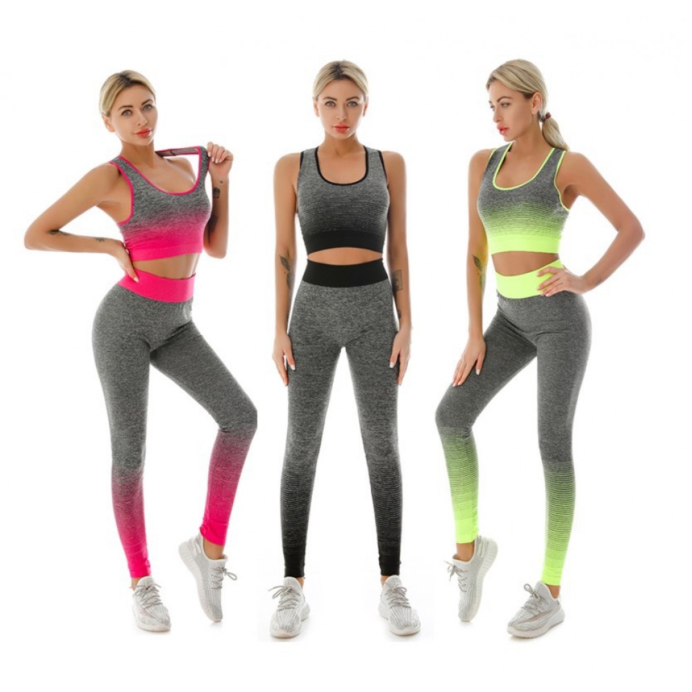 Long-term spot women’s ultra-elastic Fade Sports Bra Tights Fitness Yoga suit