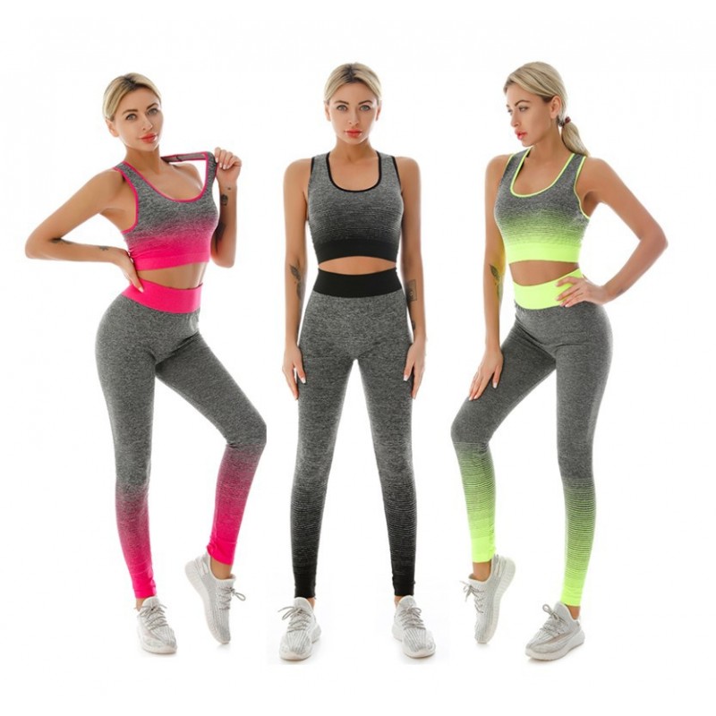 Long-term spot women’s ultra-elastic Fade Sports Bra Tights Fitness Yoga suit