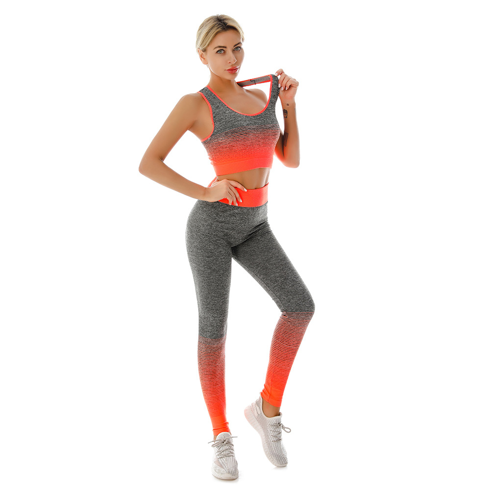 Long-term spot women’s ultra-elastic Fade Sports Bra Tights Fitness Yoga suit 