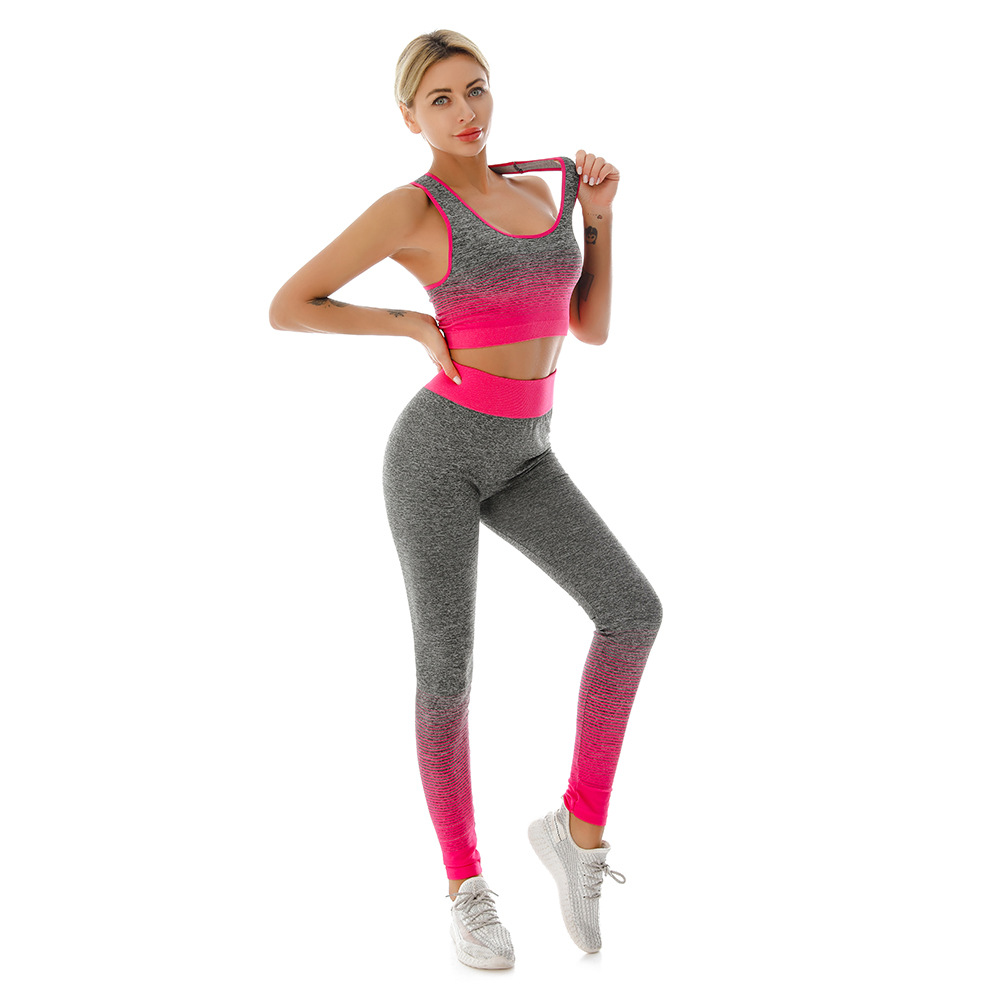 Long-term spot women’s ultra-elastic Fade Sports Bra Tights Fitness Yoga suit 