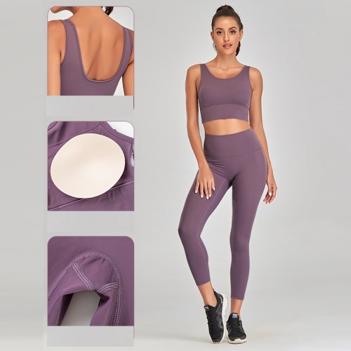 Yoga wear female tight professional high-end fashion sexy gym running hot spring and Summer Europe and the United States sports suit