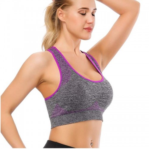 Ladies super-elastic Moisture Absorption breathable gathered sexy back Sports Bra (with chest pad)  