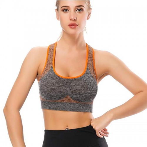 Ladies super-elastic Moisture Absorption breathable gathered sexy back Sports Bra (with chest pad) 