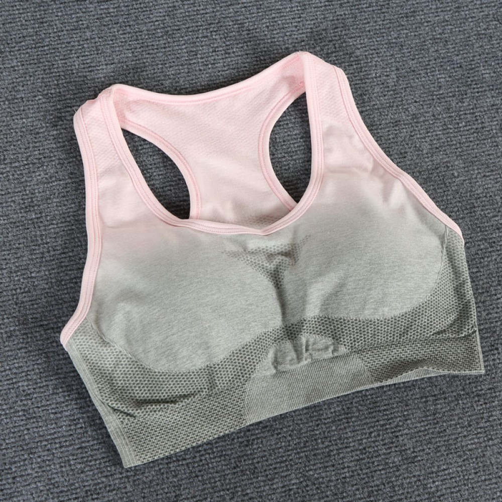 Cross-border hot sales gradual change color sports underwear women shock-proof large-size moisture wicking sports bra back Yoga Vest 