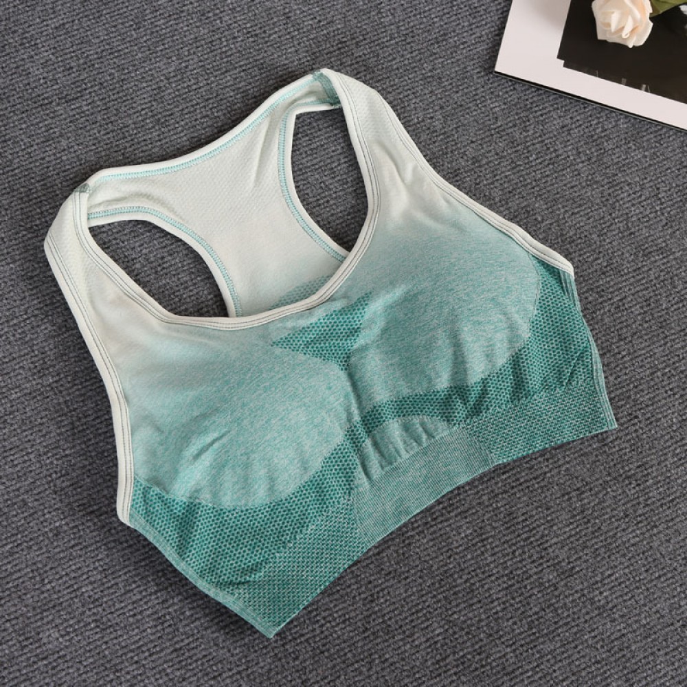 Cross-border hot sales gradual change color sports underwear women shock-proof large-size moisture wicking sports bra back Yoga Vest 