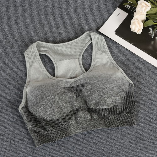 Cross-border hot sales gradual change color sports underwear women shock-proof large-size moisture wicking sports bra back Yoga Vest