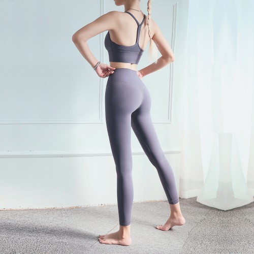 Lulu Nude Yoga suit shock-proof beauty back sports underwear women, fitness high waist hip tight pants 