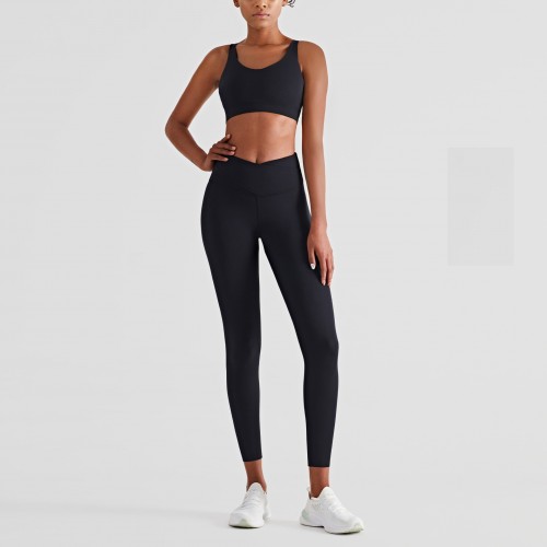 2022 new Lulu fitness suit, shock-proof Bra, crossed abdomen, butt-raising leggings