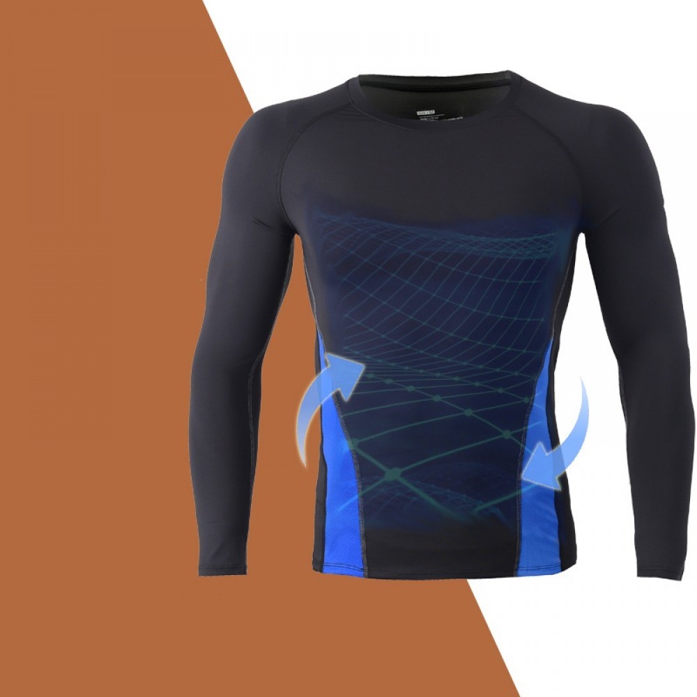 Men’s fitness suit, long-sleeved tights, running basketball training quick-dry breathable sports suit men’s fall and winter 