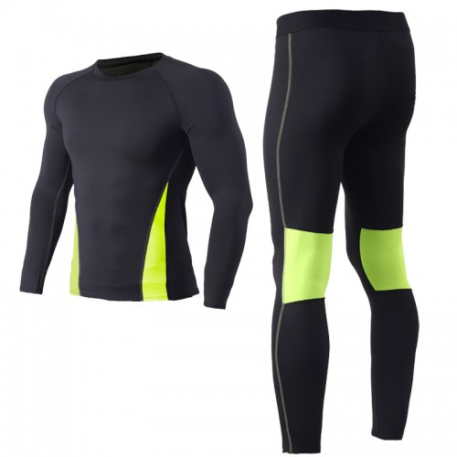 Men’s fitness suit, long-sleeved tights, running basketball training quick-dry breathable sports suit men’s fall and winter