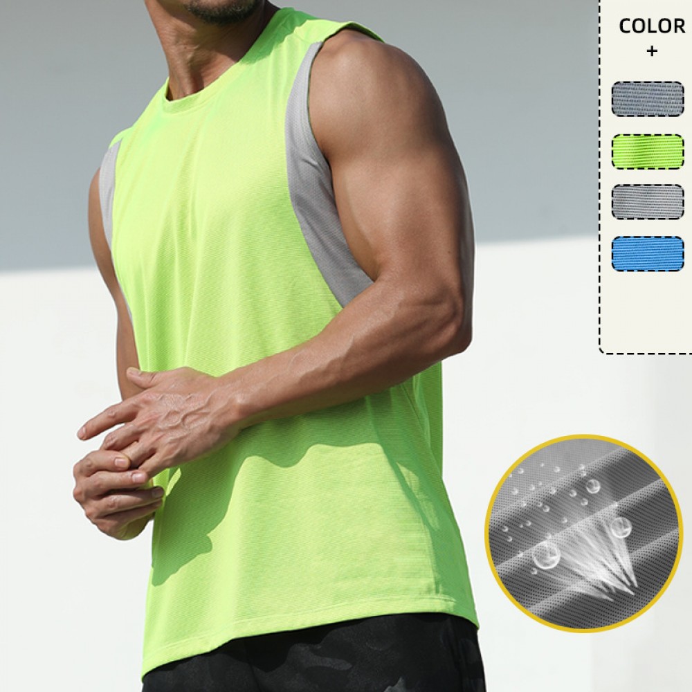 New pure color quick-dry vest men running training fitness casual breathable sports vest men sleeveless