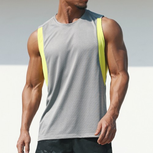 New pure color quick-dry vest men running training fitness casual breathable sports vest men sleeveless