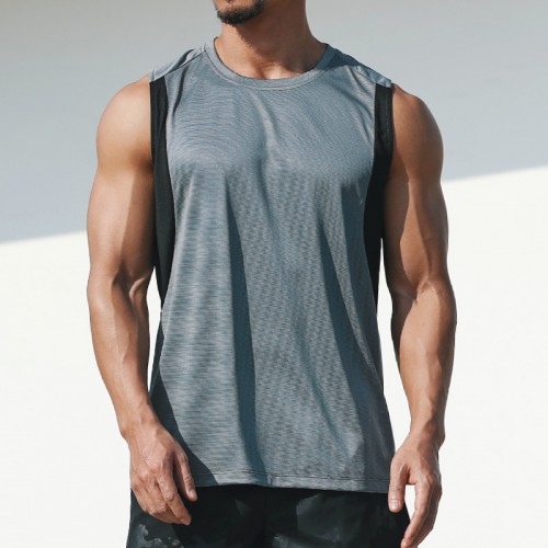 New pure color quick-dry vest men running training fitness casual breathable sports vest men sleeveless