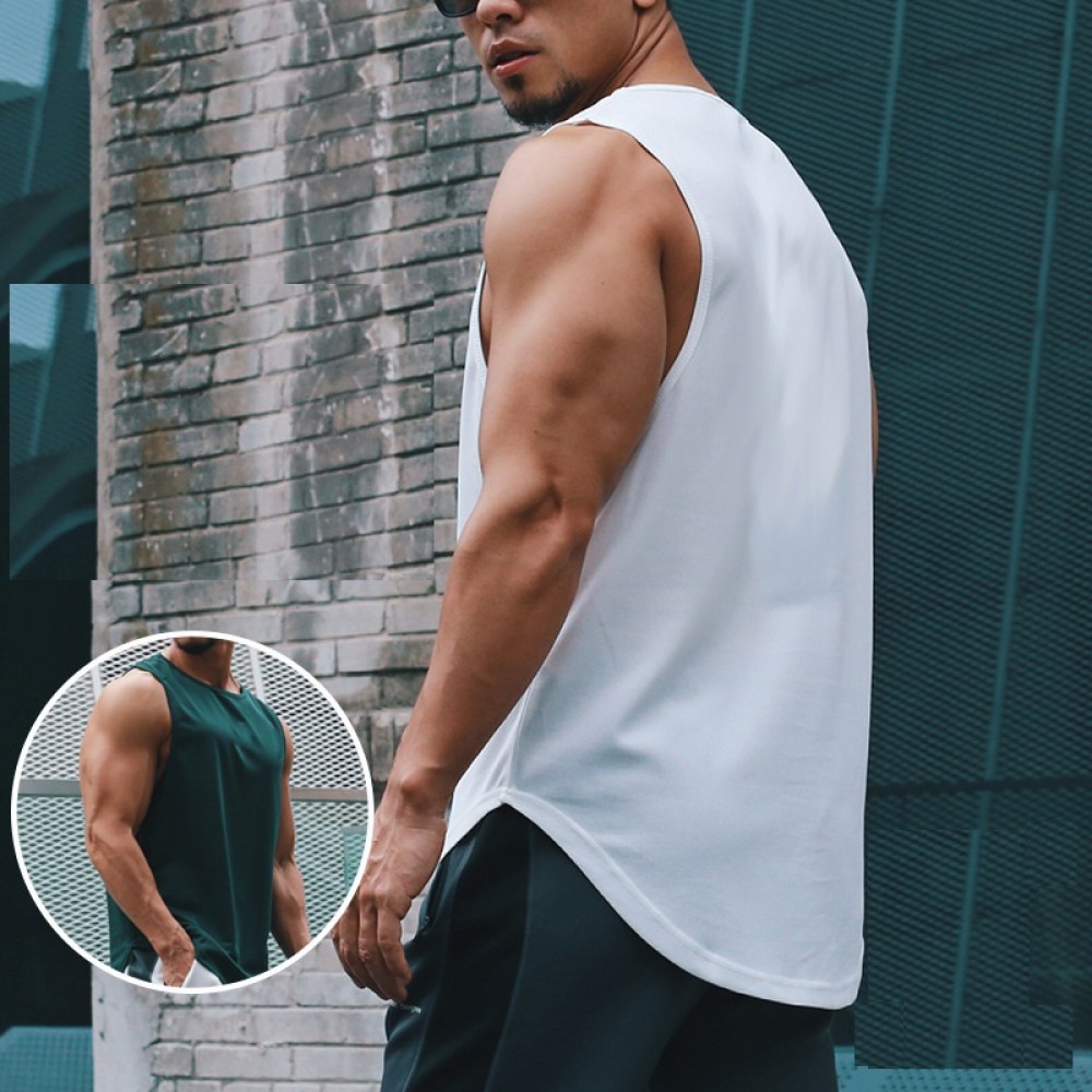 New pure color quick-dry vest men running training fitness casual breathable sports vest men sleeveless