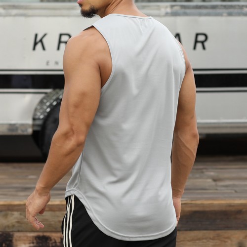 New pure color quick-dry vest men running training fitness casual breathable sports vest men sleeveless