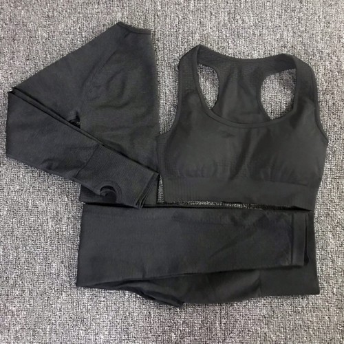 Yoga sets without color difference (11 colors) quick sell ebay Amazon in seamless long sleeve+bra+legging fitness sets