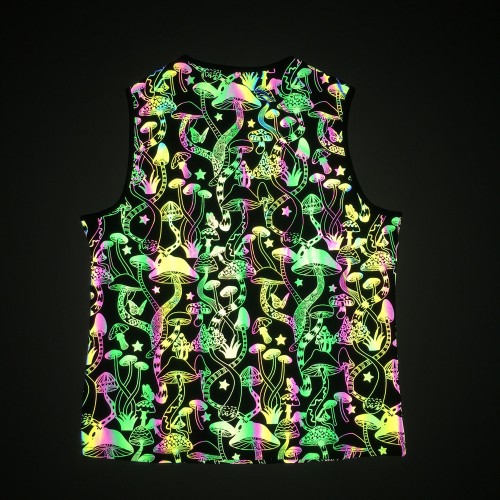 Summer new mushroom shimmering vest cross-border European and n men hip-hop sports knitted elastic vest