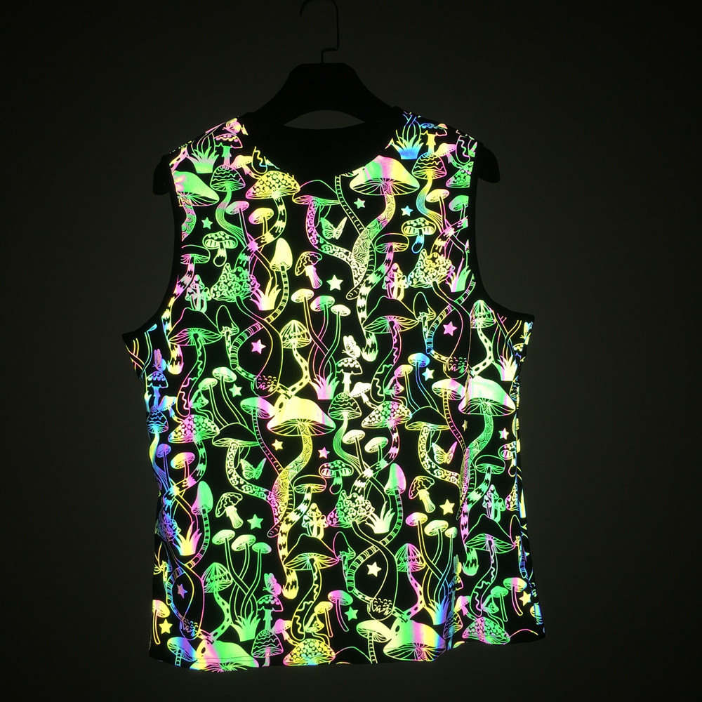 Summer new mushroom shimmering vest cross-border European and n men hip-hop sports knitted elastic vest 