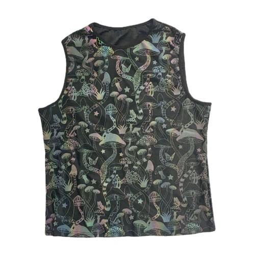 Summer new mushroom shimmering vest cross-border European and n men hip-hop sports knitted elastic vest