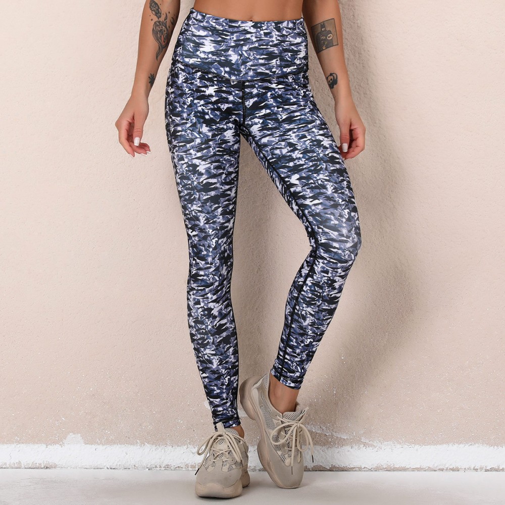 Cross-border European and n Lulu New digital printed fitness pants high waist hip sports tight yoga pants woman 