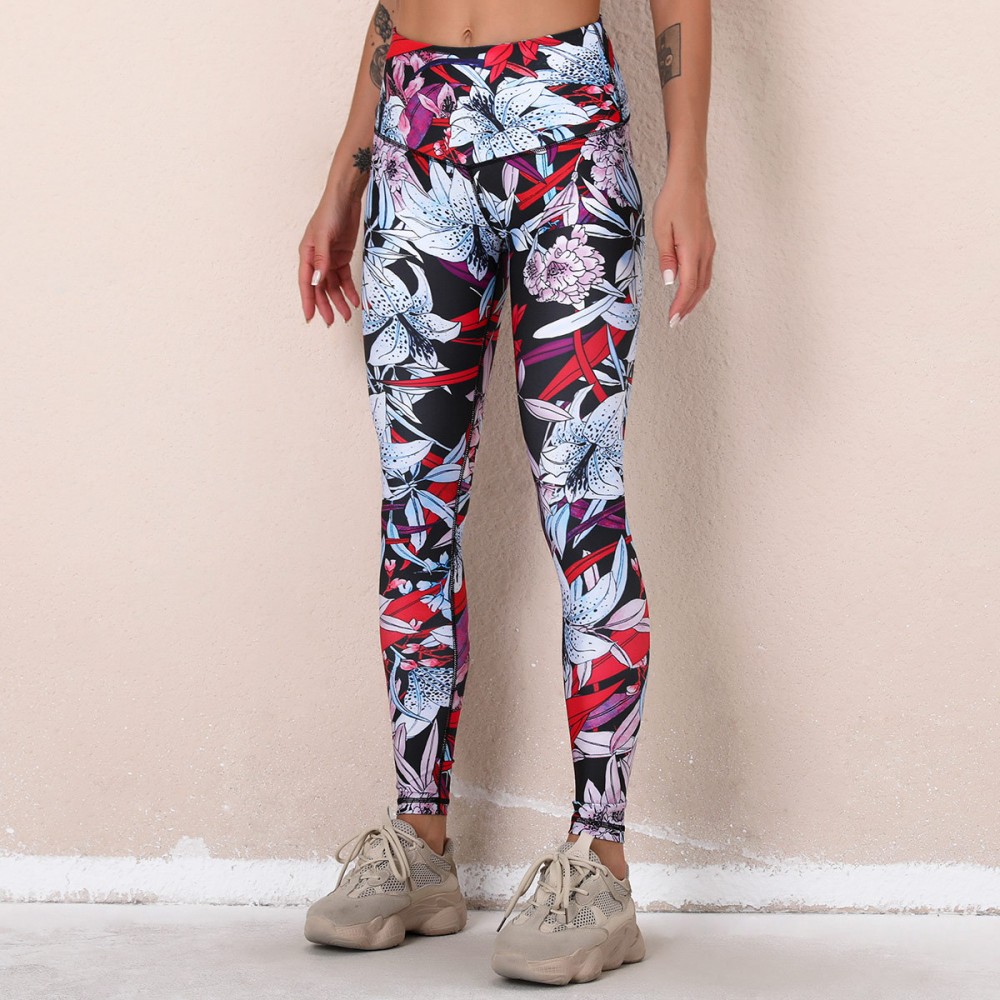 Cross-border European and n Lulu New digital printed fitness pants high waist hip sports tight yoga pants woman 