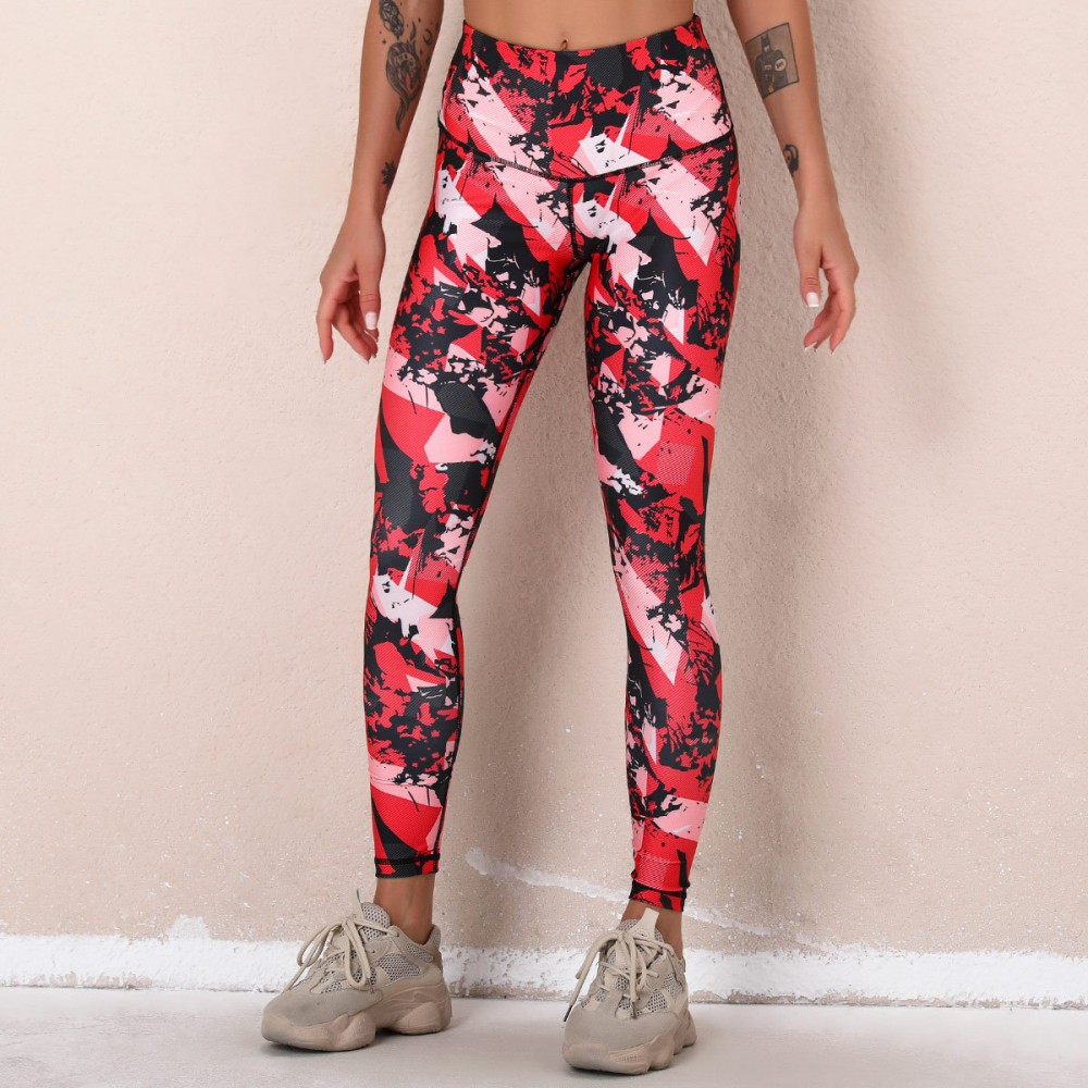 Cross-border European and n Lulu New digital printed fitness pants high waist hip sports tight yoga pants woman 