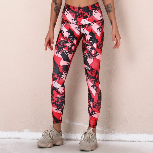 Cross-border European and n Lulu New digital printed fitness pants high waist hip sports tight yoga pants woman