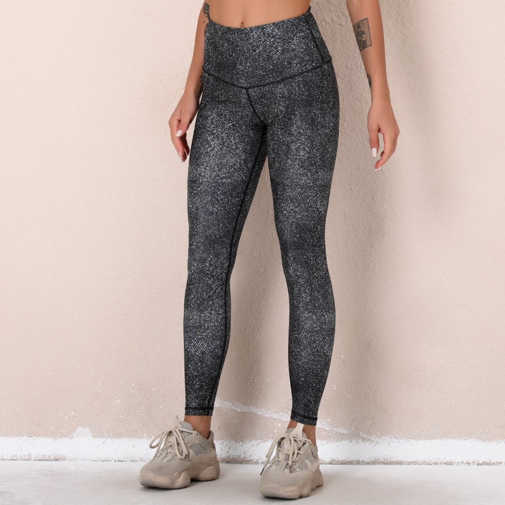 Cross-border European and n Lulu New digital printed fitness pants high waist hip sports tight yoga pants woman 