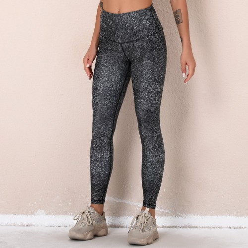 Cross-border European and n Lulu New digital printed fitness pants high waist hip sports tight yoga pants woman