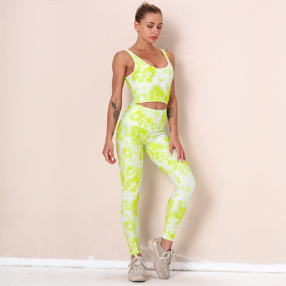 Amazon hot digital printing shock-proof gathering Bra Butt Lift Yoga leggings fitness suit women 