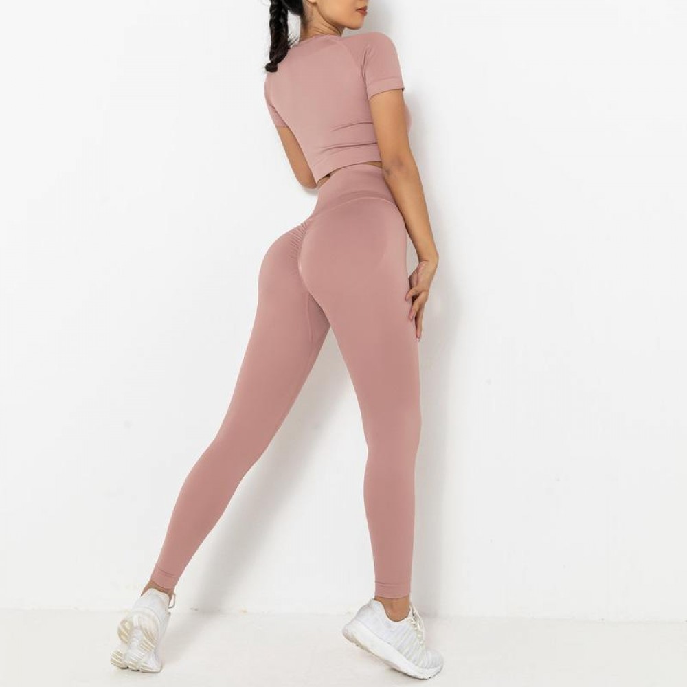 Europe and the United States seamless knit tight ass yoga clothing running fitness yoga suit women’s Sports Capri pants women 