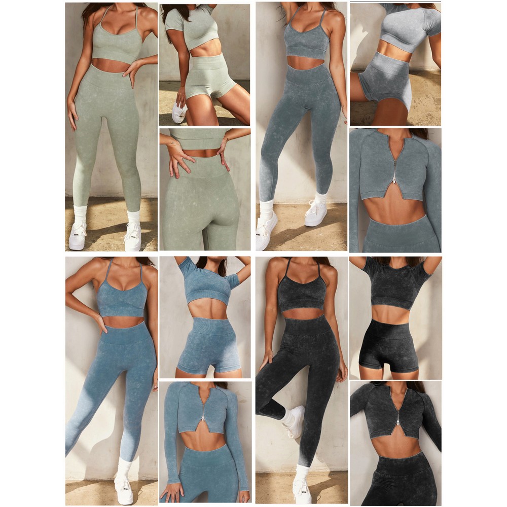 5 pcs/set Spot cross-border Europe and the United States new sand wash seamless body Yoga clothing women with a bra running pants  