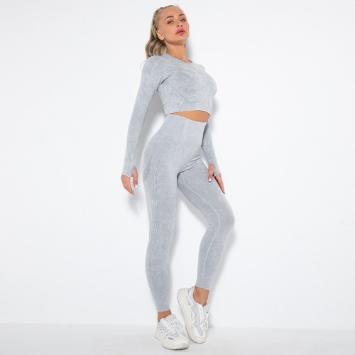 CROSS-BORDER SALES! SEAMLESS WATER WASH PEACH BUTT LIFT YOGA set exercise fitness set top+legging