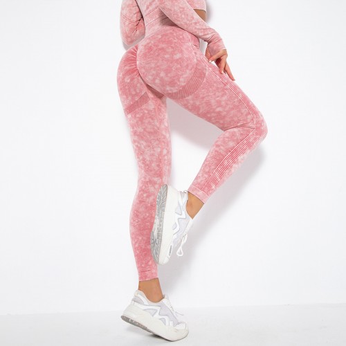 CROSS-BORDER SALES! SEAMLESS WATER WASH PEACH BUTT LIFT YOGA set exercise fitness set sexy yoga pants