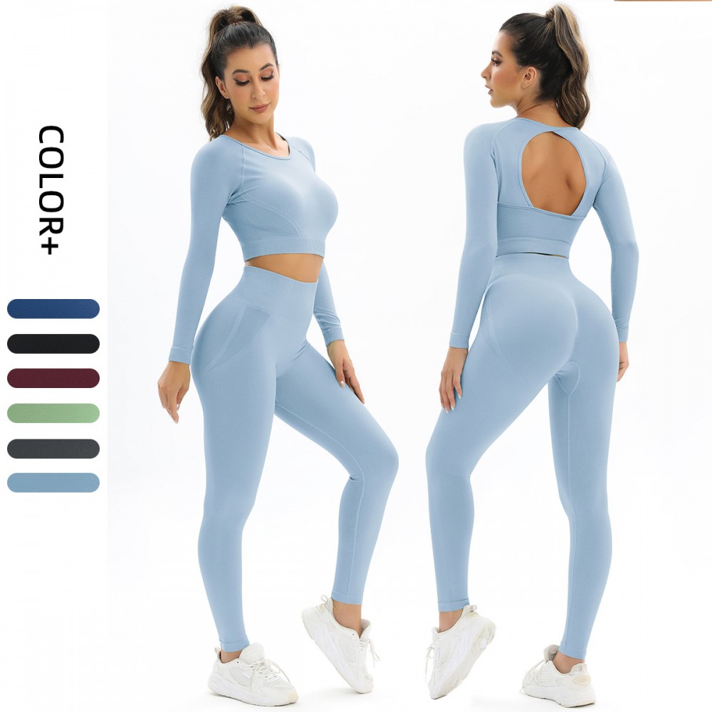  SEAMLESS WATER WASH PEACH BUTT LIFT YOGA set exercise fitness set sexy yoga  set top+legging 