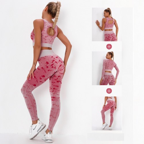 3pcs/set  bra+op+legging SEAMLESS WATER WASH PEACH BUTT LIFT YOGA set exercise fitness set sexy yoga