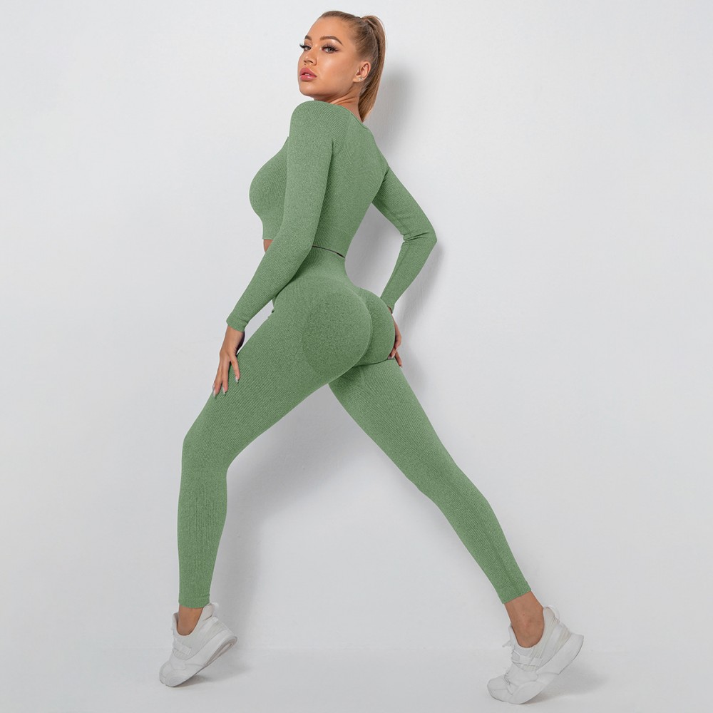  SEAMLESS  yoga long sleeve top +legging set 