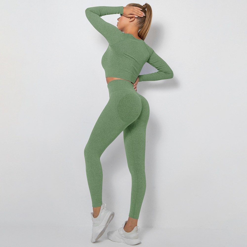  SEAMLESS  yoga long sleeve top +legging set 