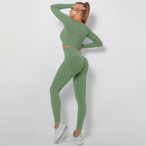  SEAMLESS  yoga long sleeve top +legging set