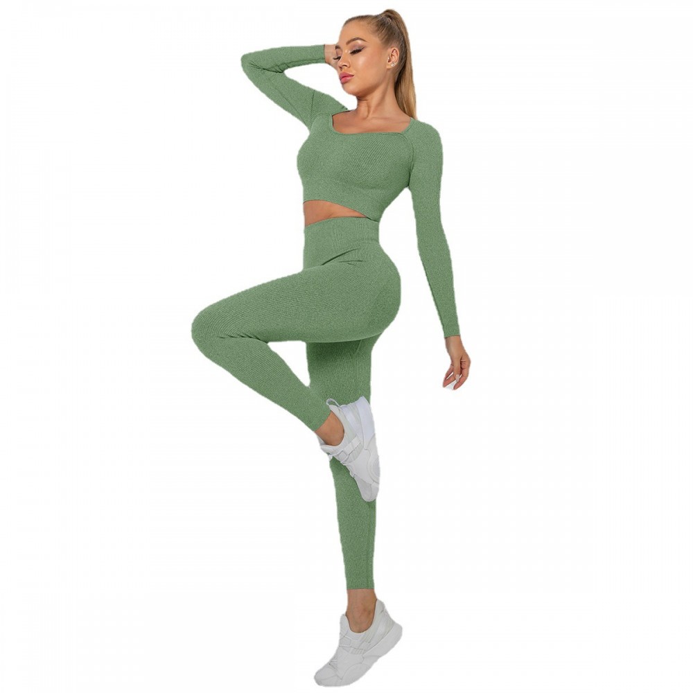  SEAMLESS  yoga long sleeve top +legging set 