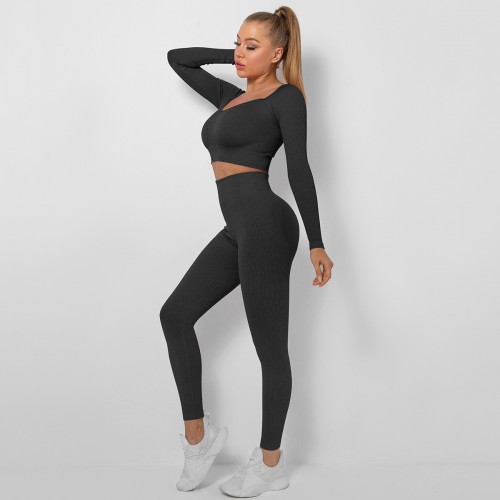  SEAMLESS  yoga long sleeve top +legging set