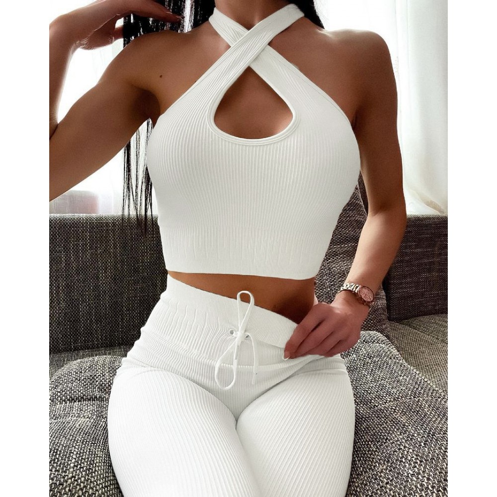  seamless exercise Yoga Bodysuit, hanging Bra, long pants, piano line exercise set new women 