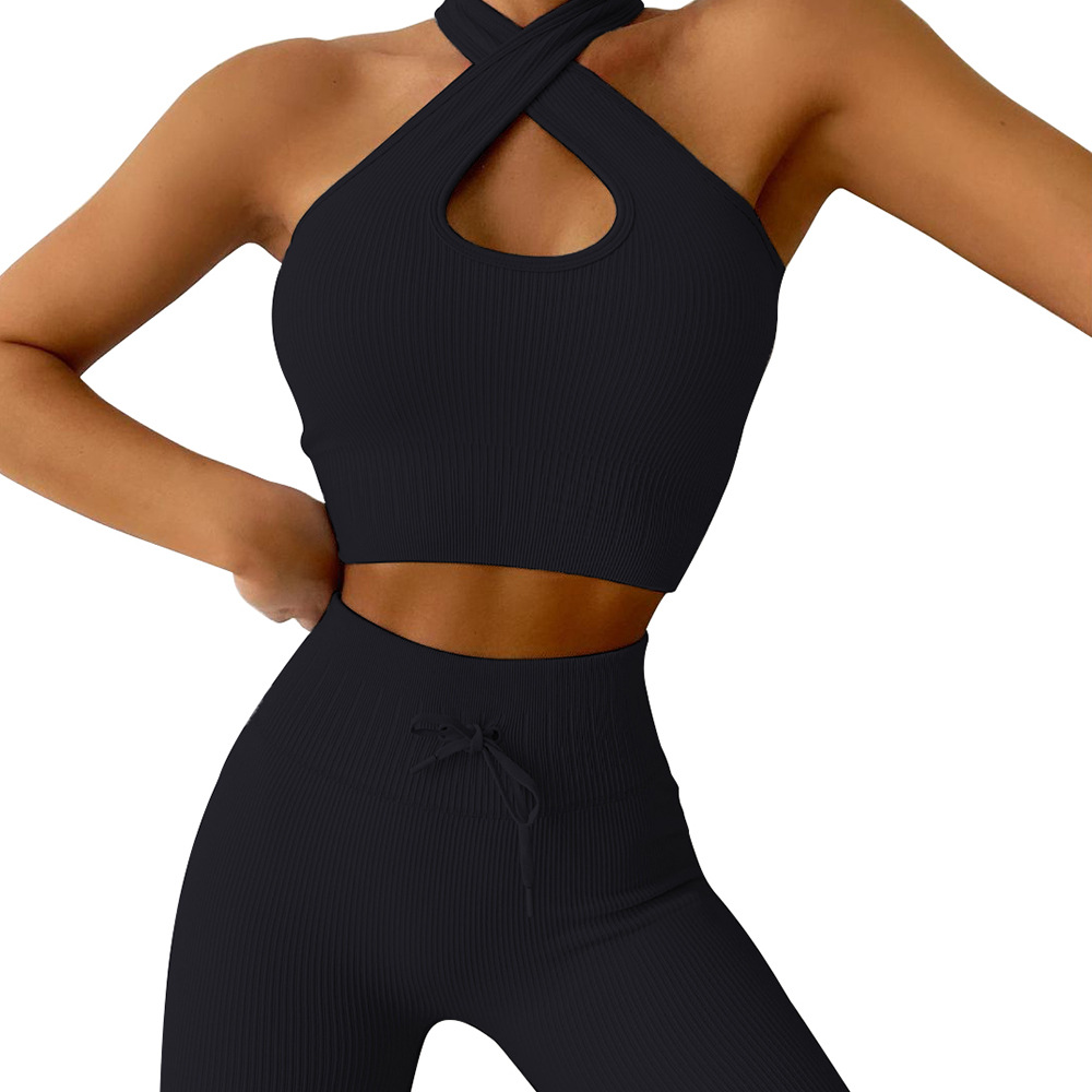  seamless exercise Yoga Bodysuit, hanging Bra, long pants, piano line exercise set new women 