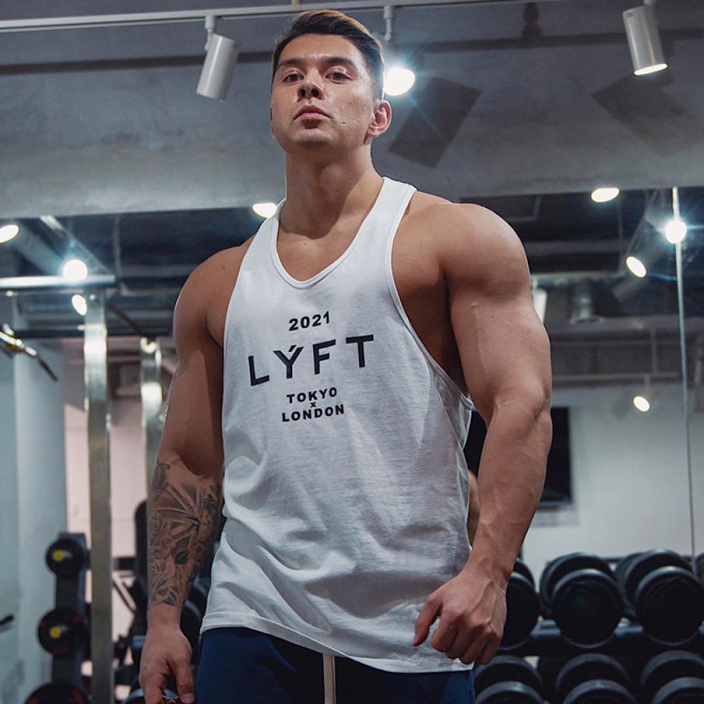 LYFT fitness vest tailored to fit men sports trend summer cotton sleeveless waistband Amazon