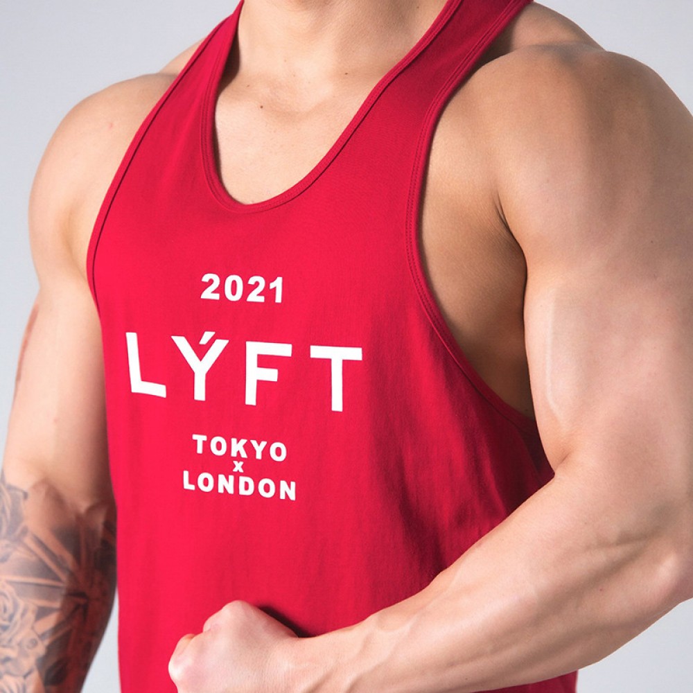 LYFT fitness vest tailored to fit men sports trend summer cotton sleeveless waistband Amazon 